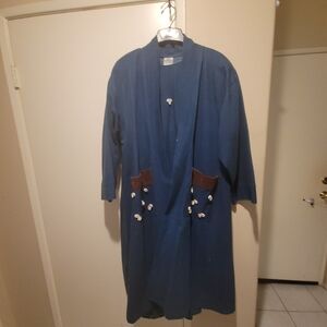 Stylish Blue Trench Coat with Brown Accents
